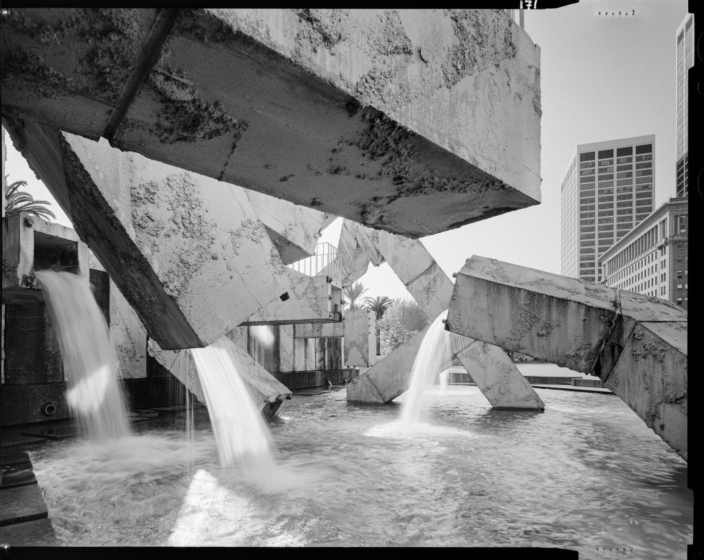 The Vaillancourt Fountain in 2022 photographed for the Historic Buildings Survey on 4x5 film