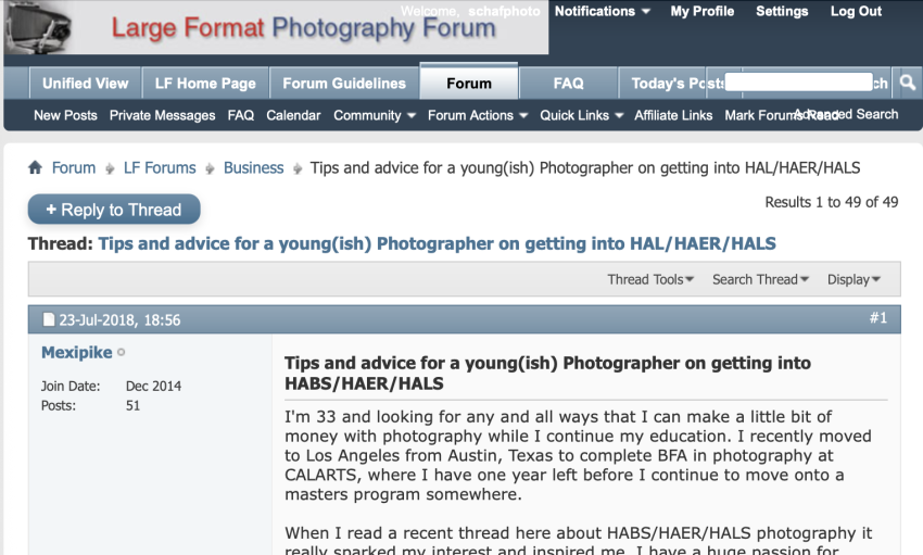 Getting Into HABS Photography Large Format Photo Forum screen capture